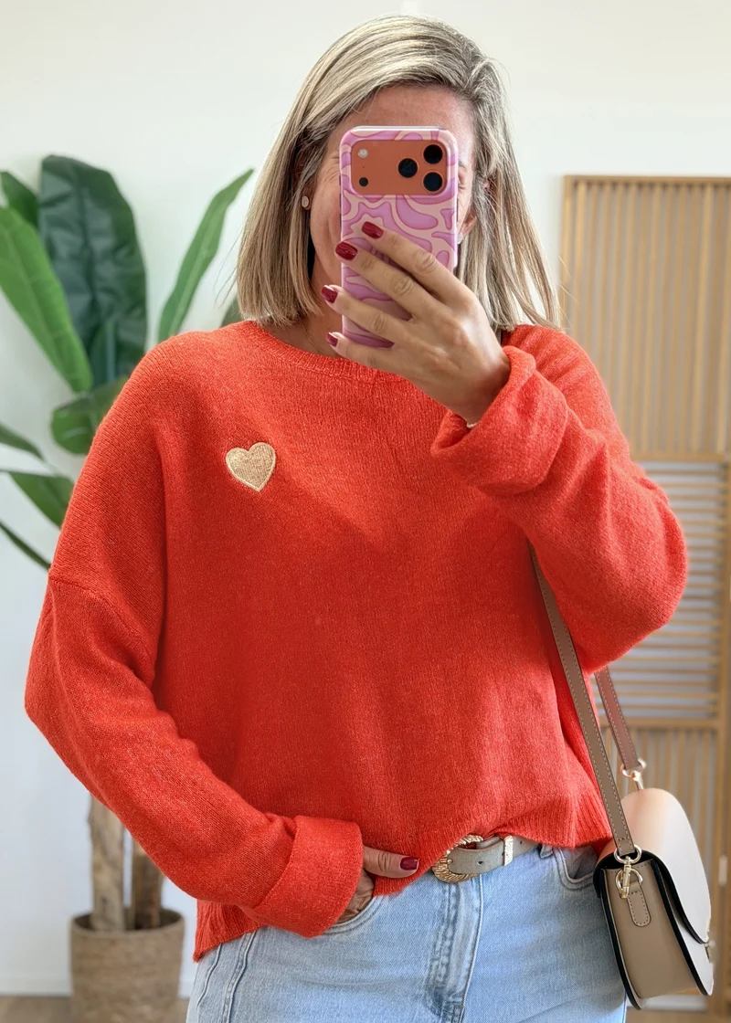 Pull hyper doux cœur doré