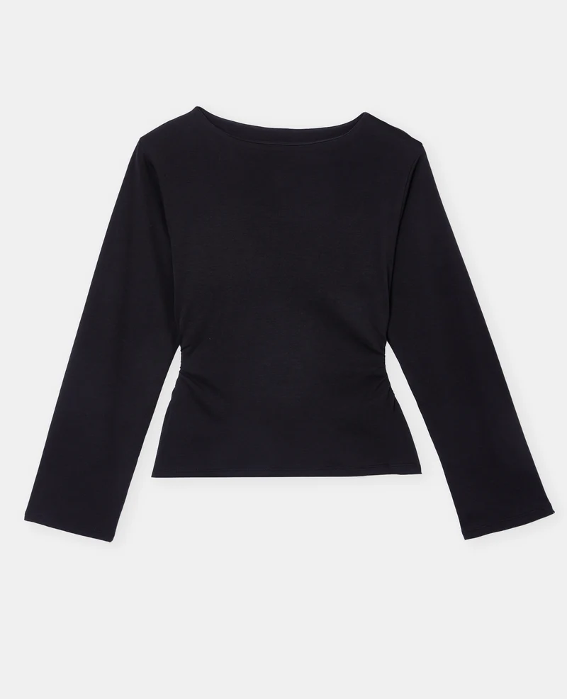 T-shirt manches longues avec taille cintrée et fronces
