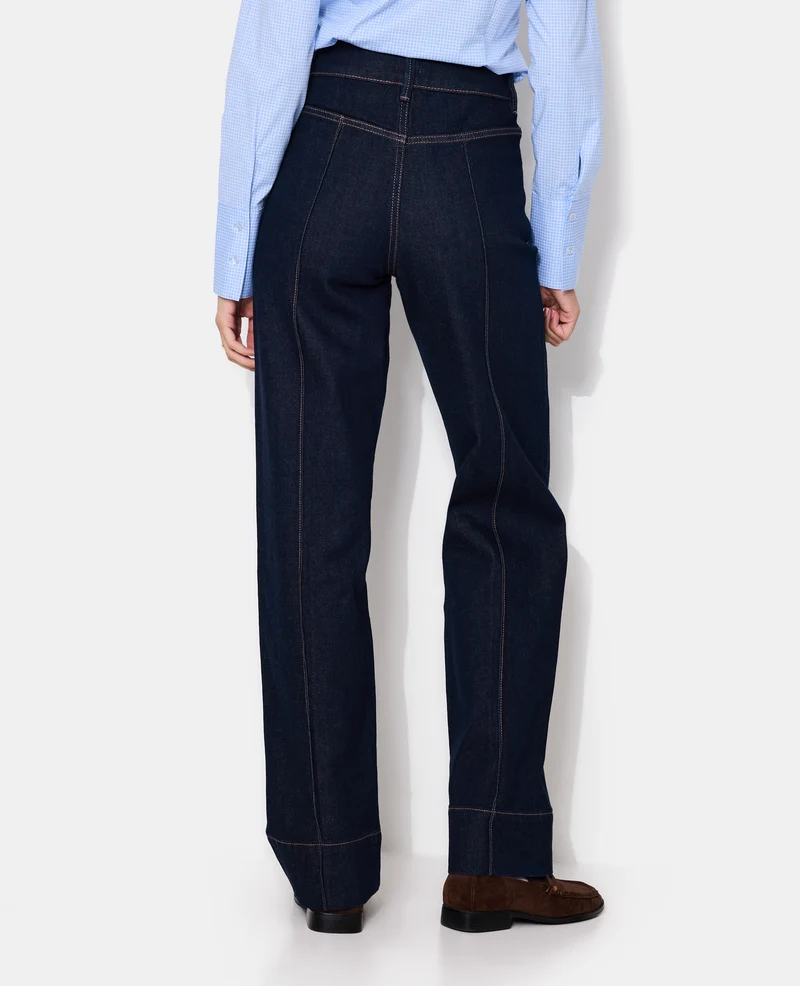 Jean droit taille haute avec jeux de couture