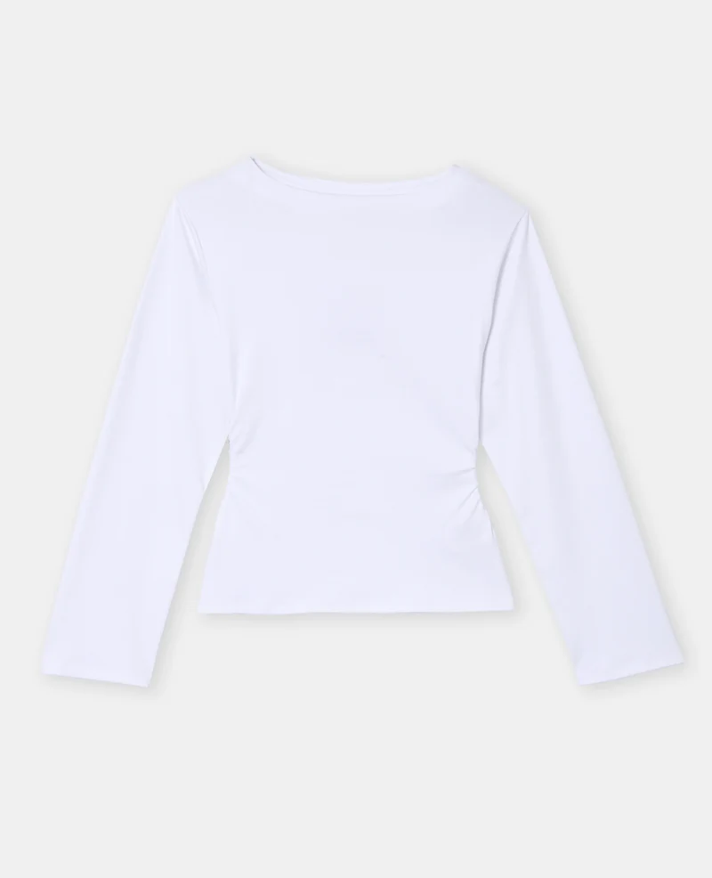 T-shirt manches longues avec taille cintrée et fronces