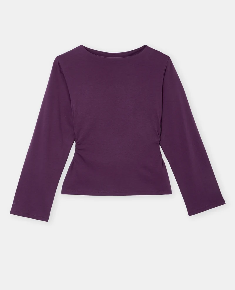 T-shirt manches longues avec taille cintrée et fronces
