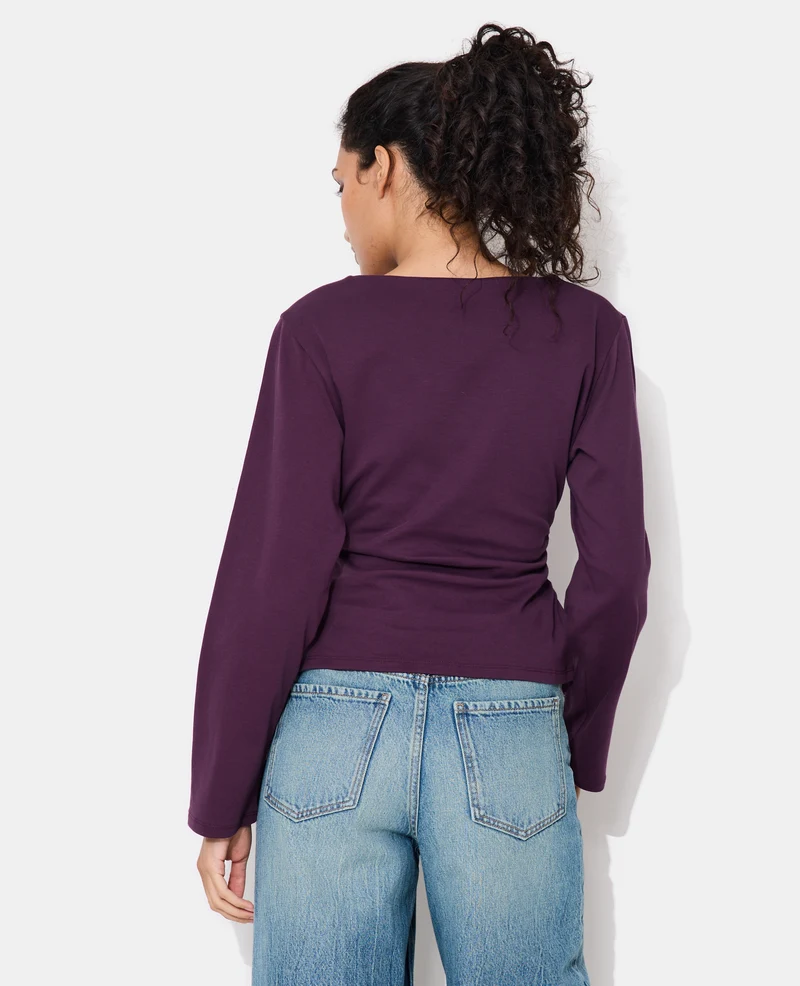 T-shirt manches longues avec taille cintrée et fronces