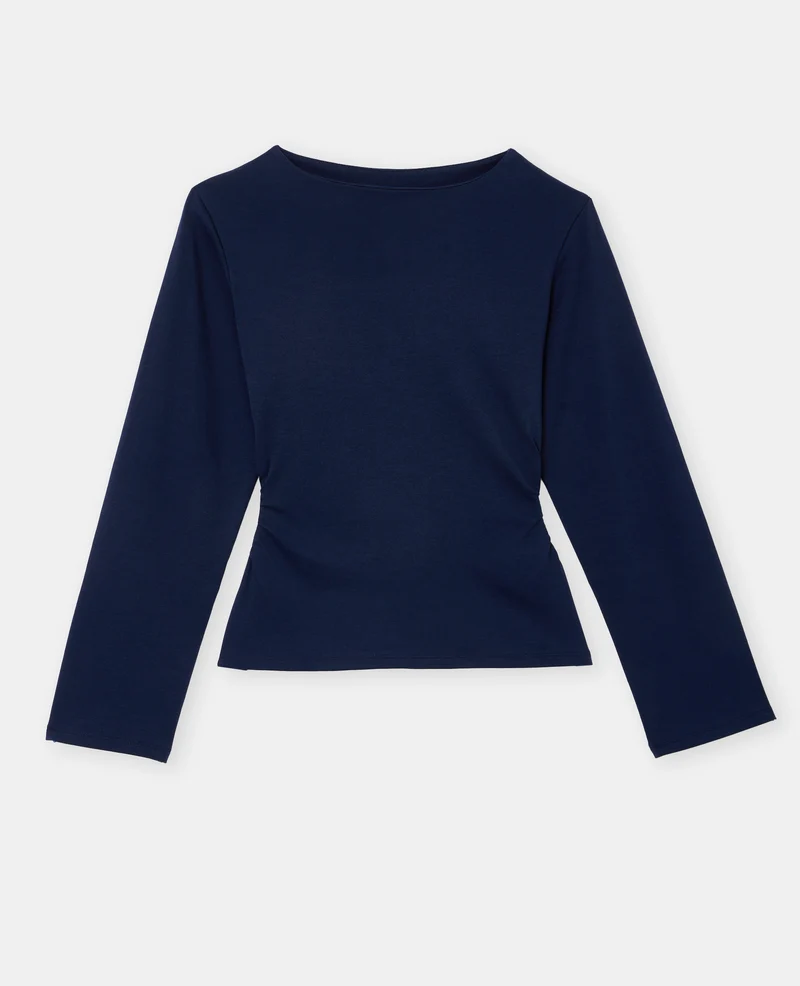 T-shirt manches longues avec taille cintrée et fronces