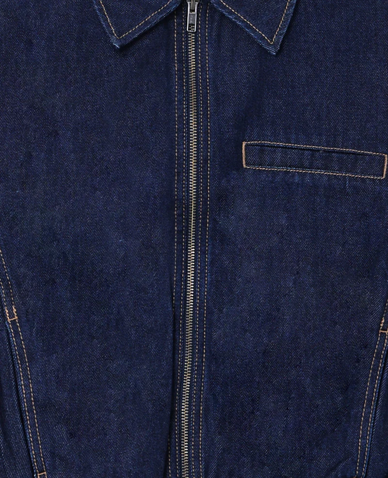 Veste boule en jean avec col chemise