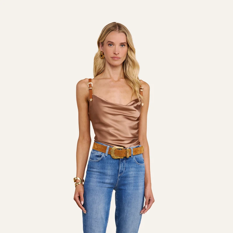 Lux Silk Buckle-Strap Camisole