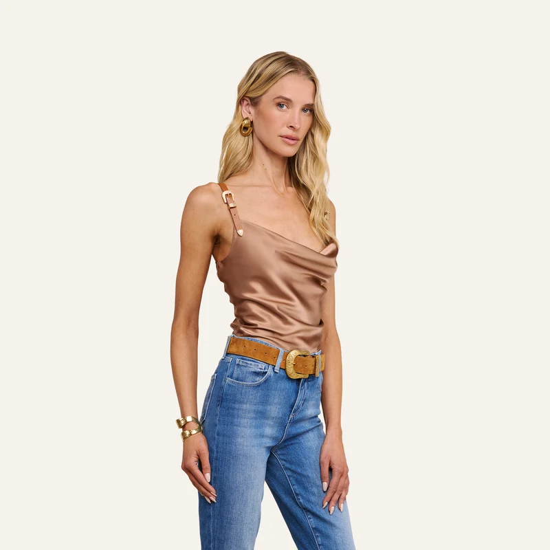 Lux Silk Buckle-Strap Camisole