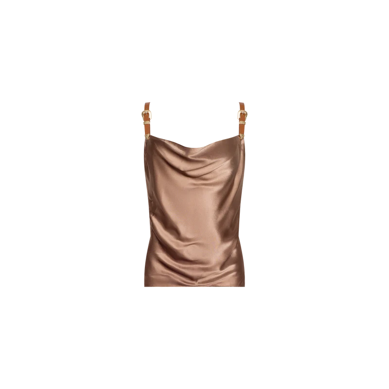 Lux Silk Buckle-Strap Camisole