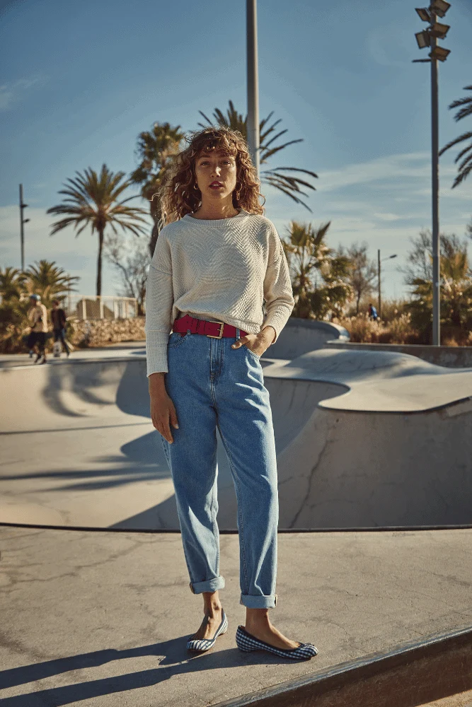 NELLIE Chevron Sweater in Organic Cotton - Off-White