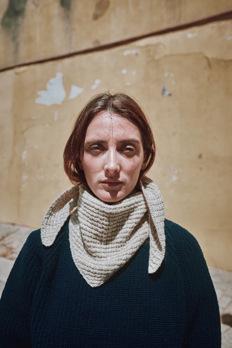 ROCIO Waffle Bandana in Merino Wool - Beige