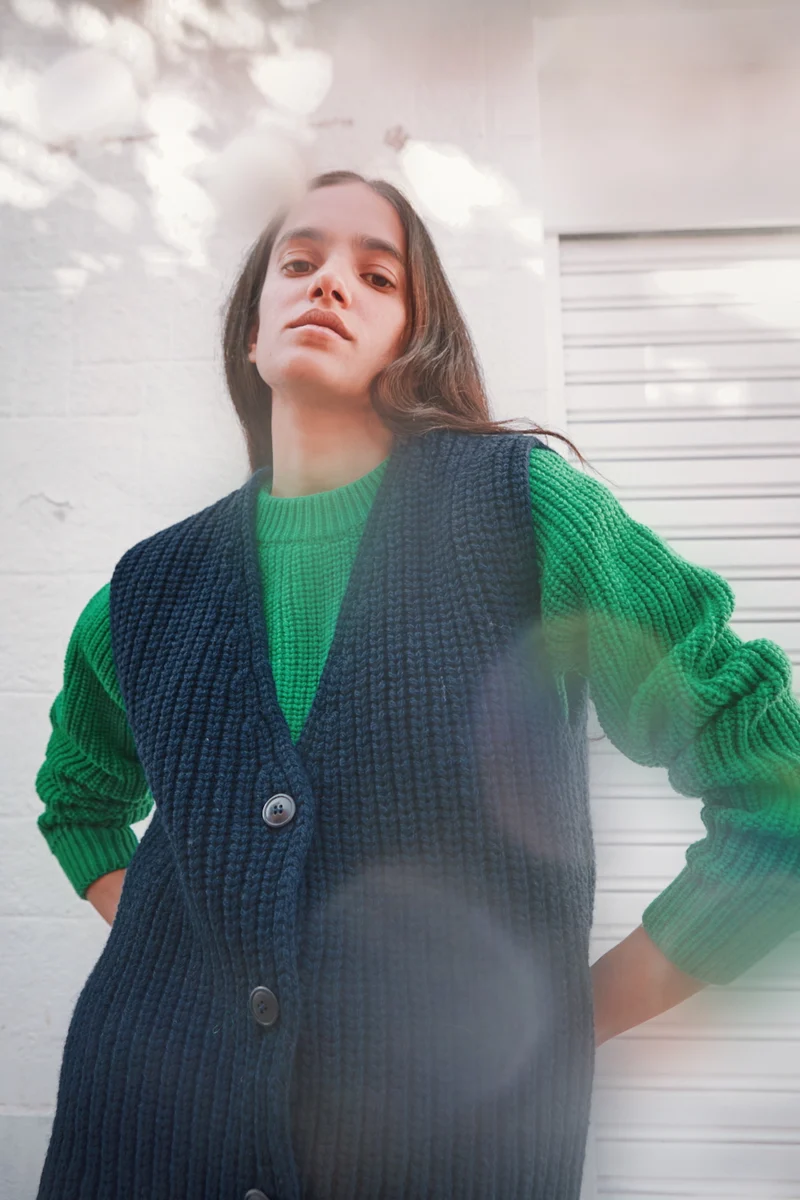 VERA Sleeveless Vest in Merino Wool - Navy