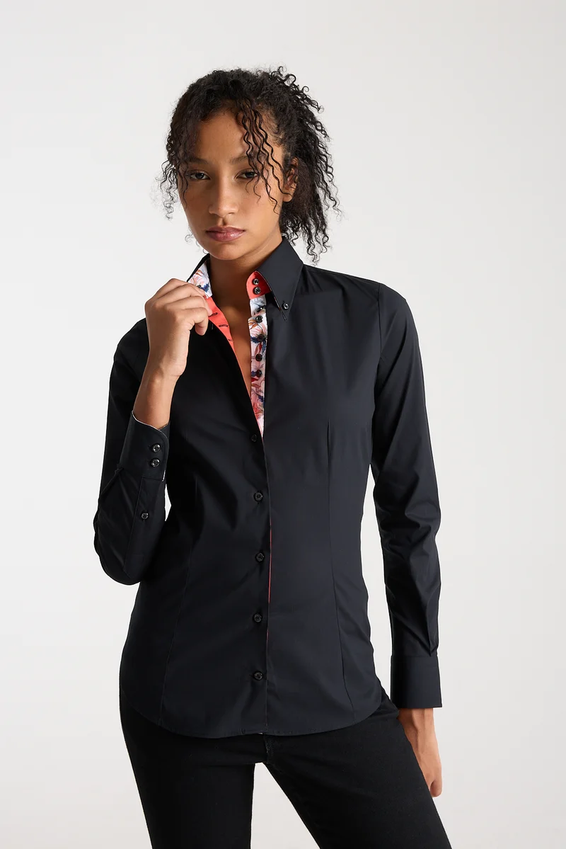 Silvia Iconic Poplin Stretch Women Shirt Black