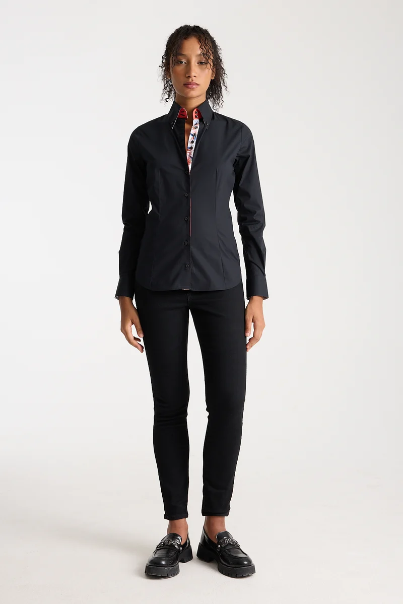 Silvia Iconic Poplin Stretch Women Shirt Black