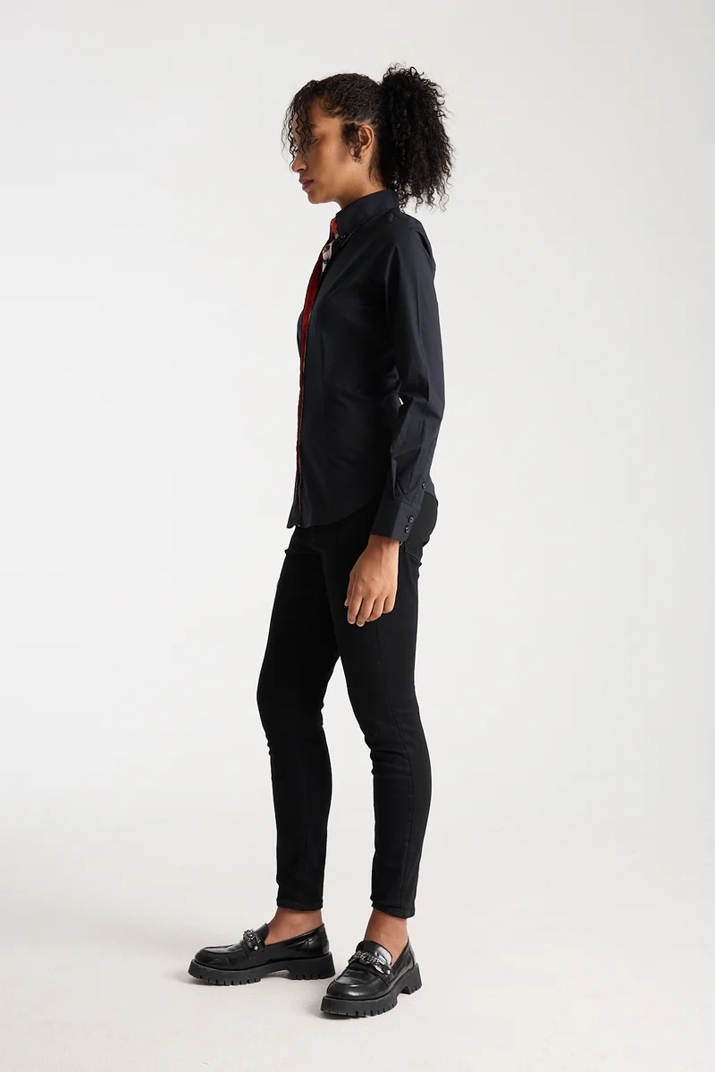 Silvia Iconic Poplin Stretch Women Shirt Black