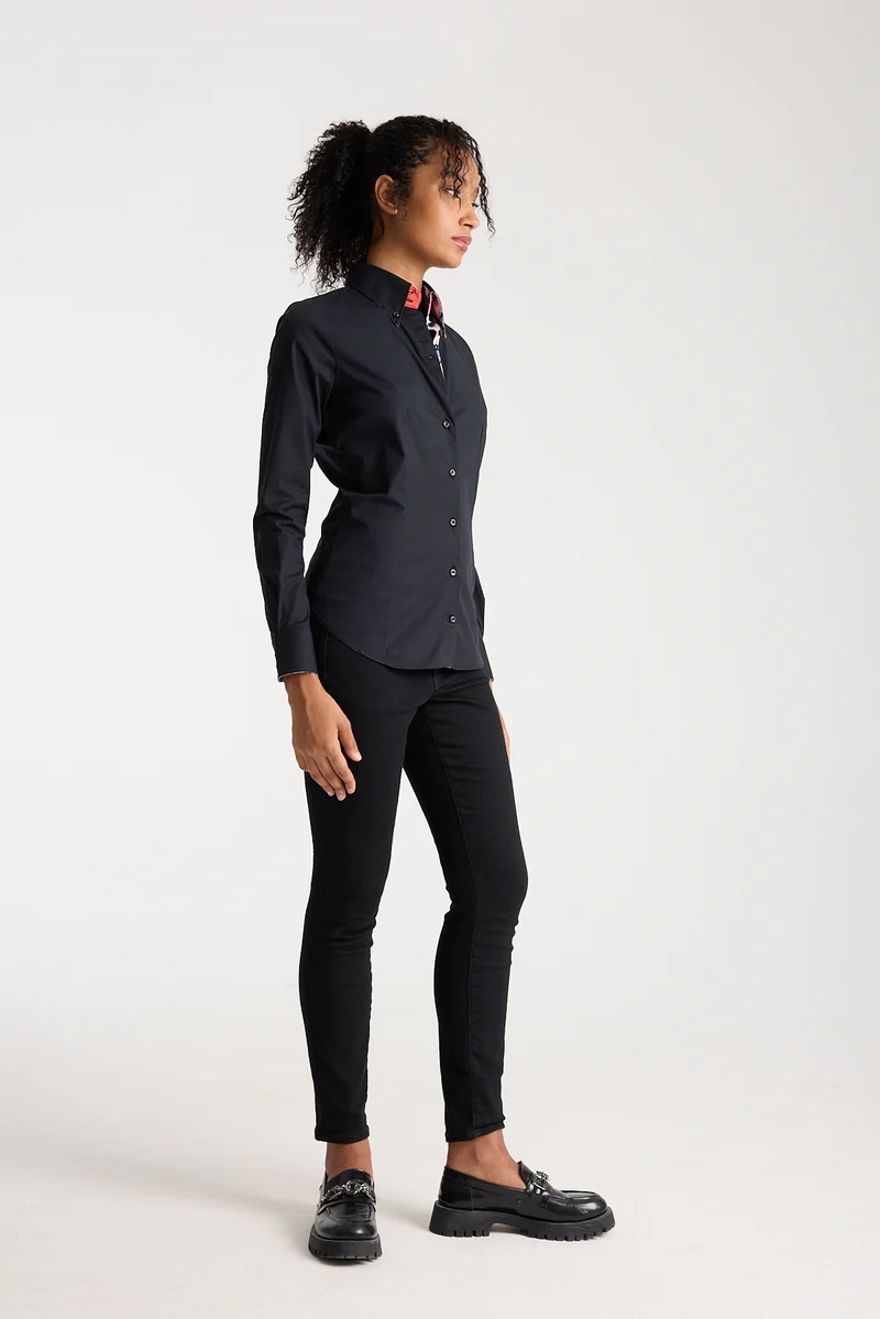 Silvia Iconic Poplin Stretch Women Shirt Black
