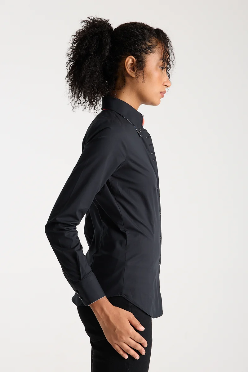 Silvia Iconic Poplin Stretch Women Shirt Black