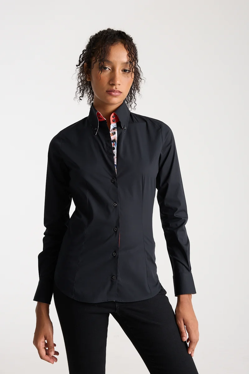 Silvia Iconic Poplin Stretch Women Shirt Black