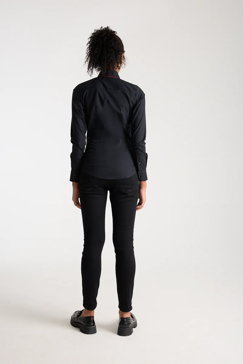 Silvia Iconic Poplin Stretch Women Shirt Black