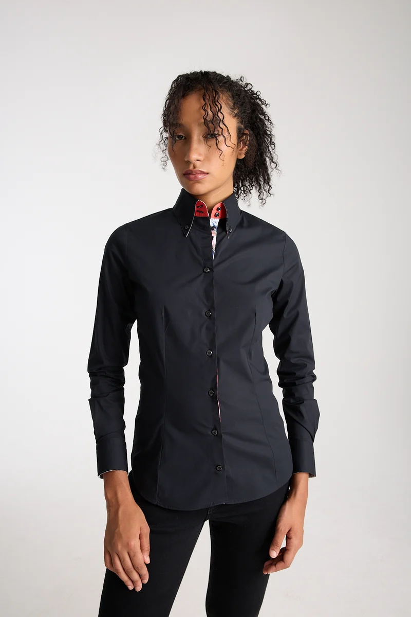 Silvia Iconic Poplin Stretch Women Shirt Black