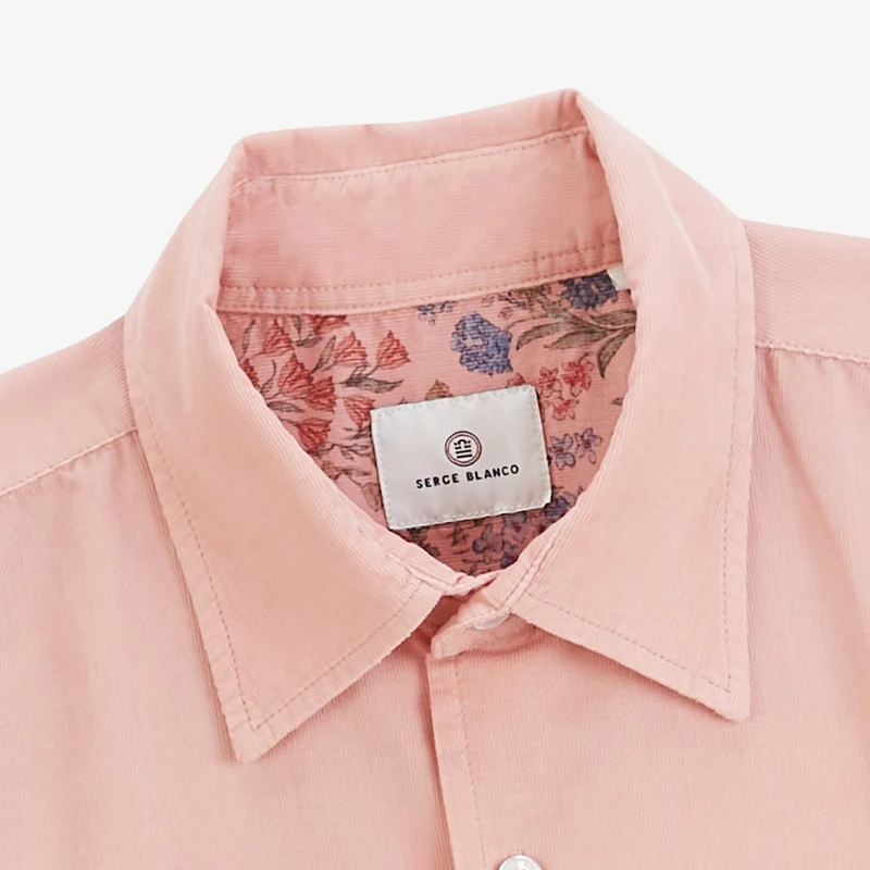Chemise manches longues 100% coton milleraies rose