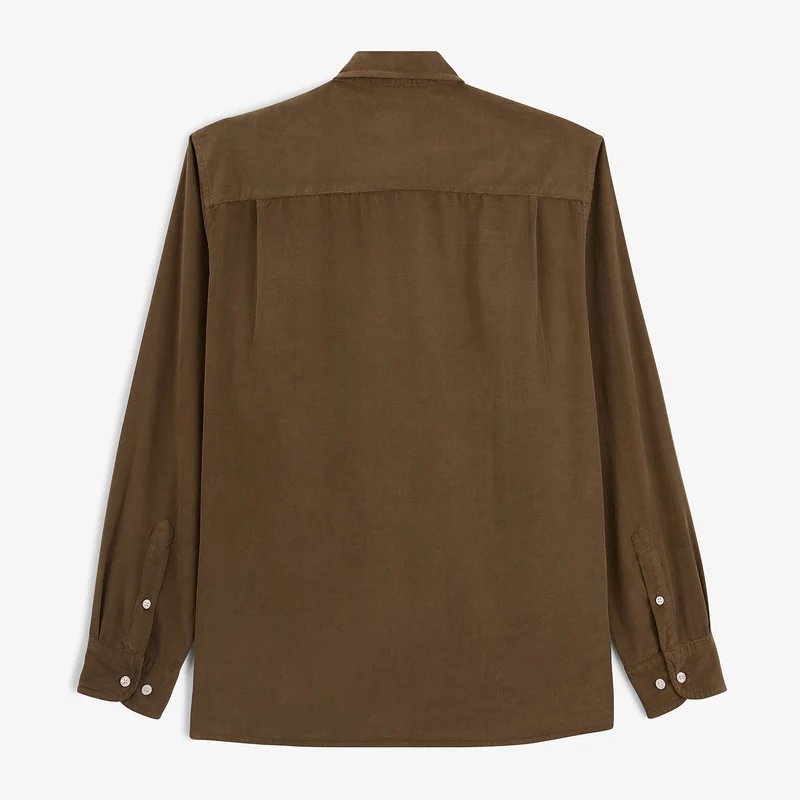 Chemise manches longues 100% coton milleraies marron