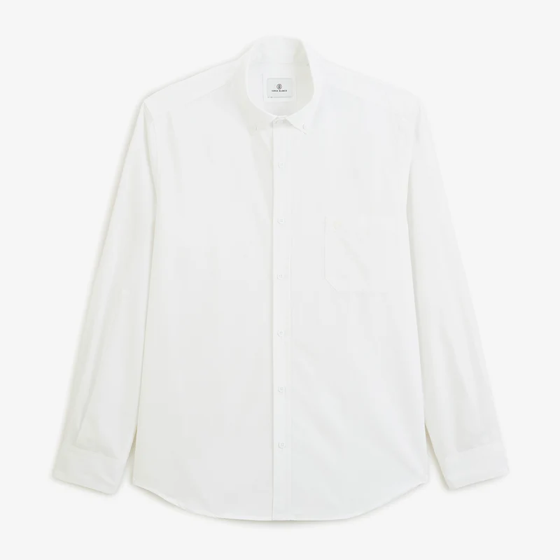 Chemise manches longues en popeline de coton blanche