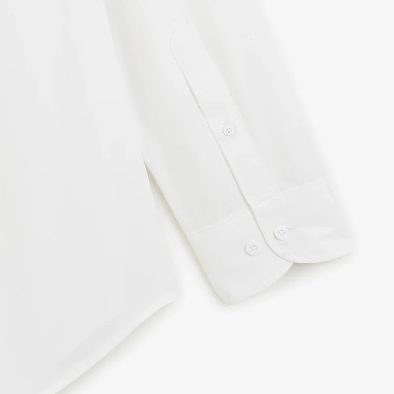 Chemise manches longues en popeline de coton blanche
