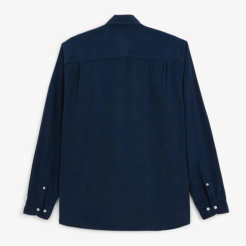 Chemise manches longues 100% coton milleraies bleu marine foncé