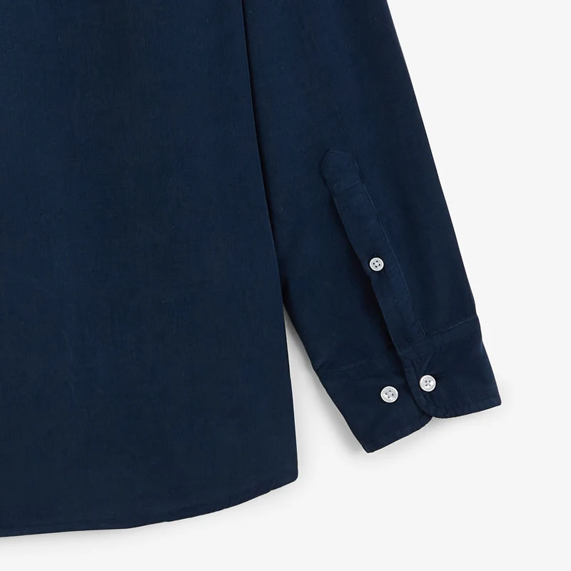 Chemise manches longues 100% coton milleraies bleu marine foncé