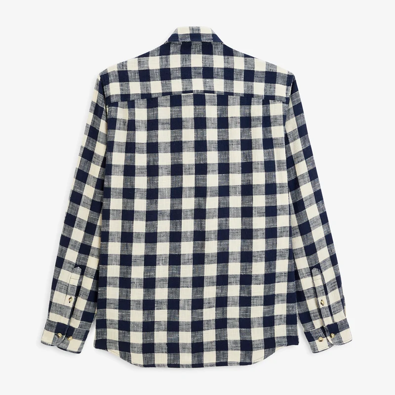 Chemise manches longues coton à carreaux bleu marine SBPLAY