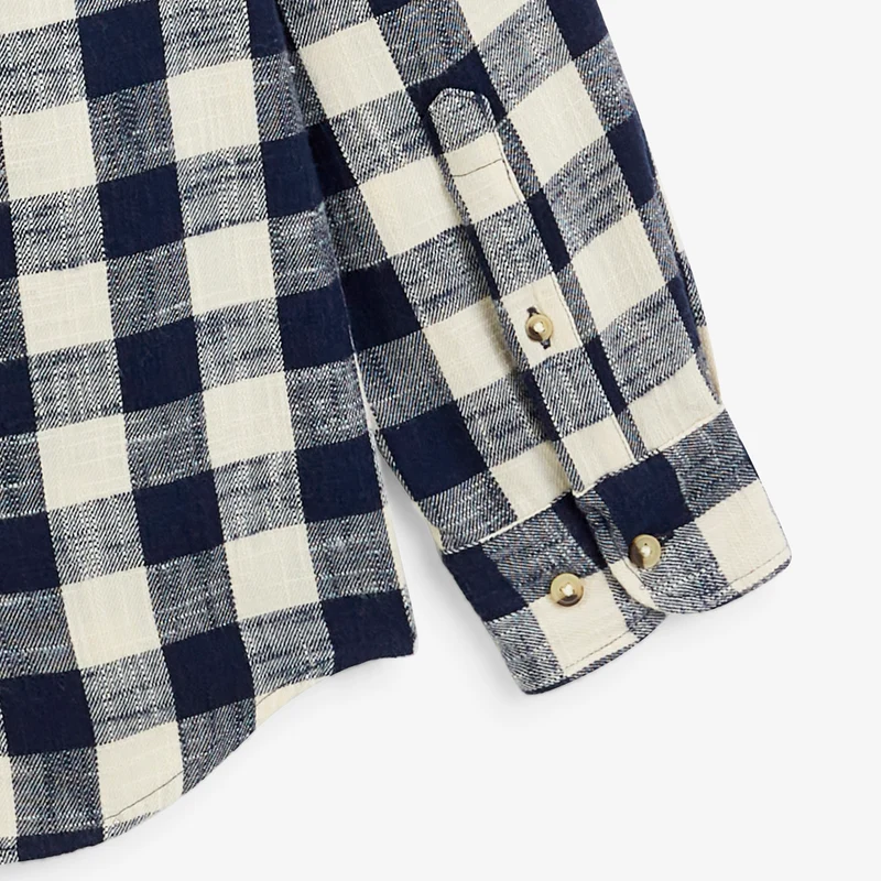Chemise manches longues coton à carreaux bleu marine SBPLAY