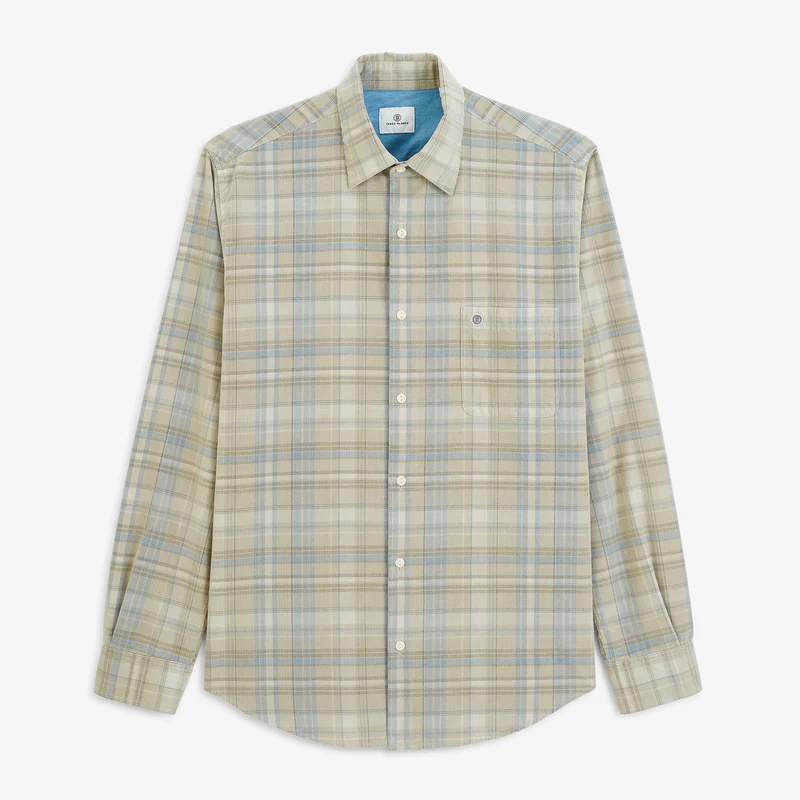 Chemise manches longues 100% coton velours côtelé gris