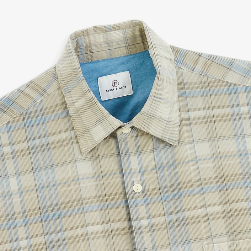 Chemise manches longues 100% coton velours côtelé gris