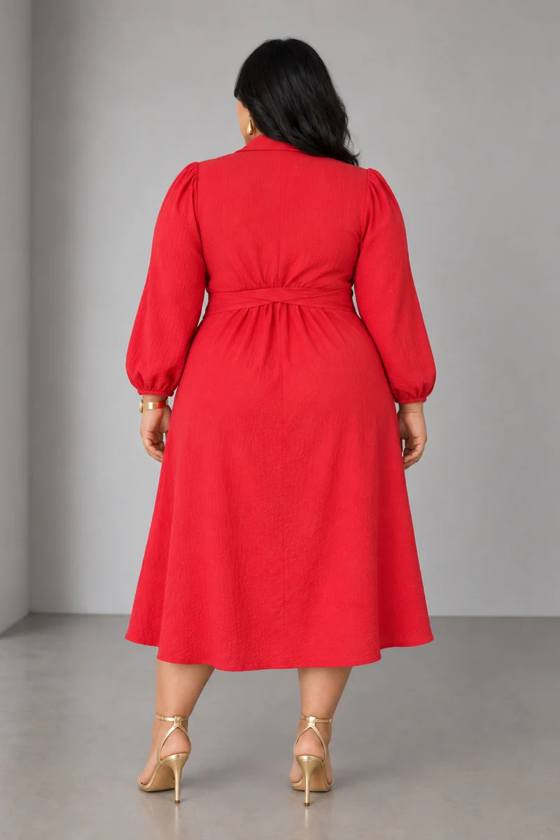 Rosin|Viscose Wrap Style Midi Dress