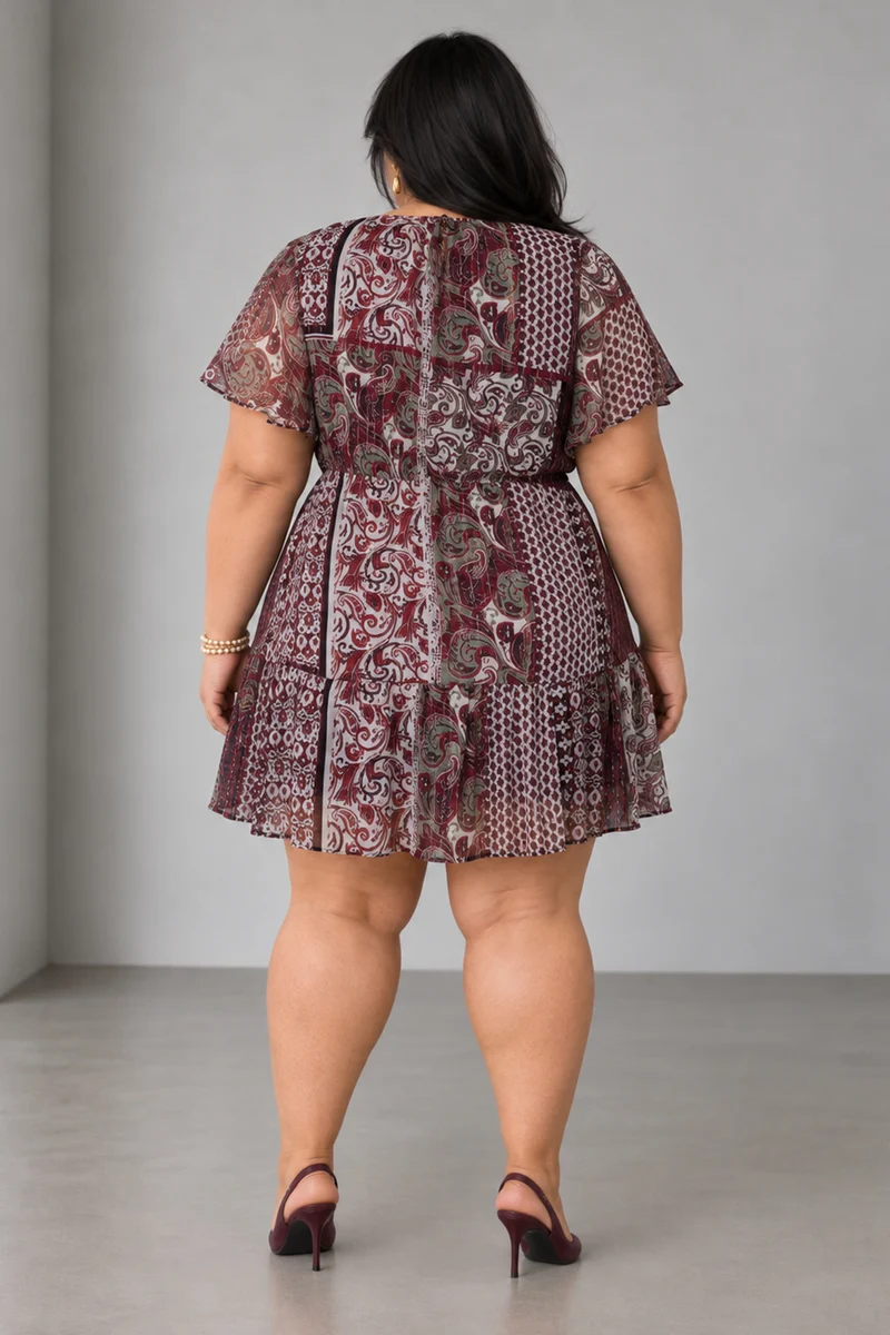 Mevina|Viscose Mini Dress With Tie Up