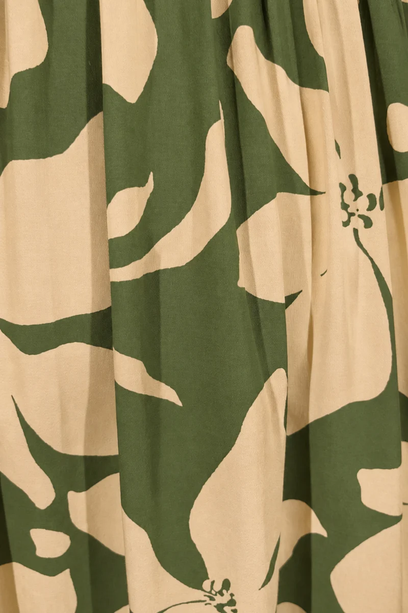 Niun|Viscose Split V Neck Midi Dress
