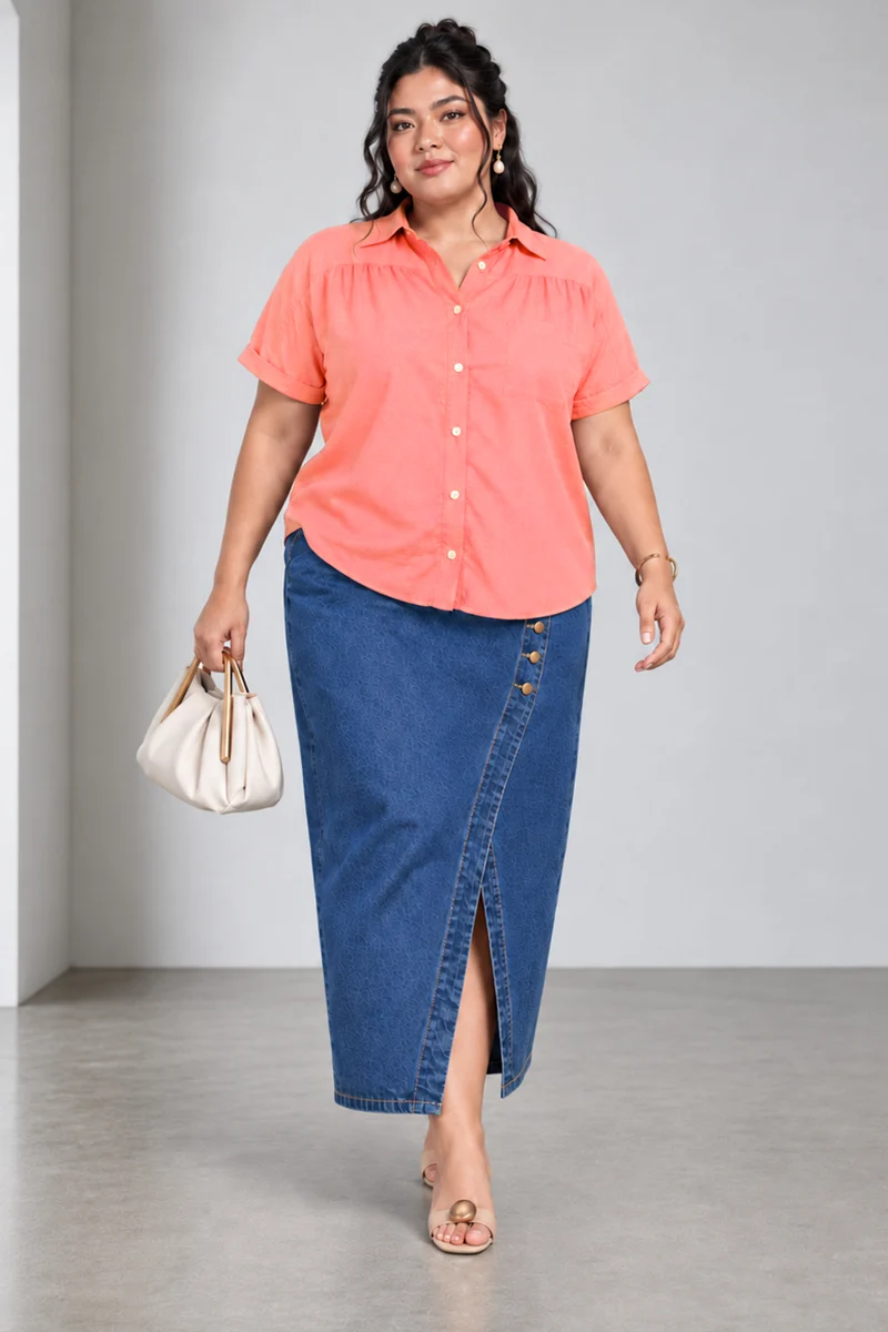 Suri|Viscose Shirt With Gathered Yoke