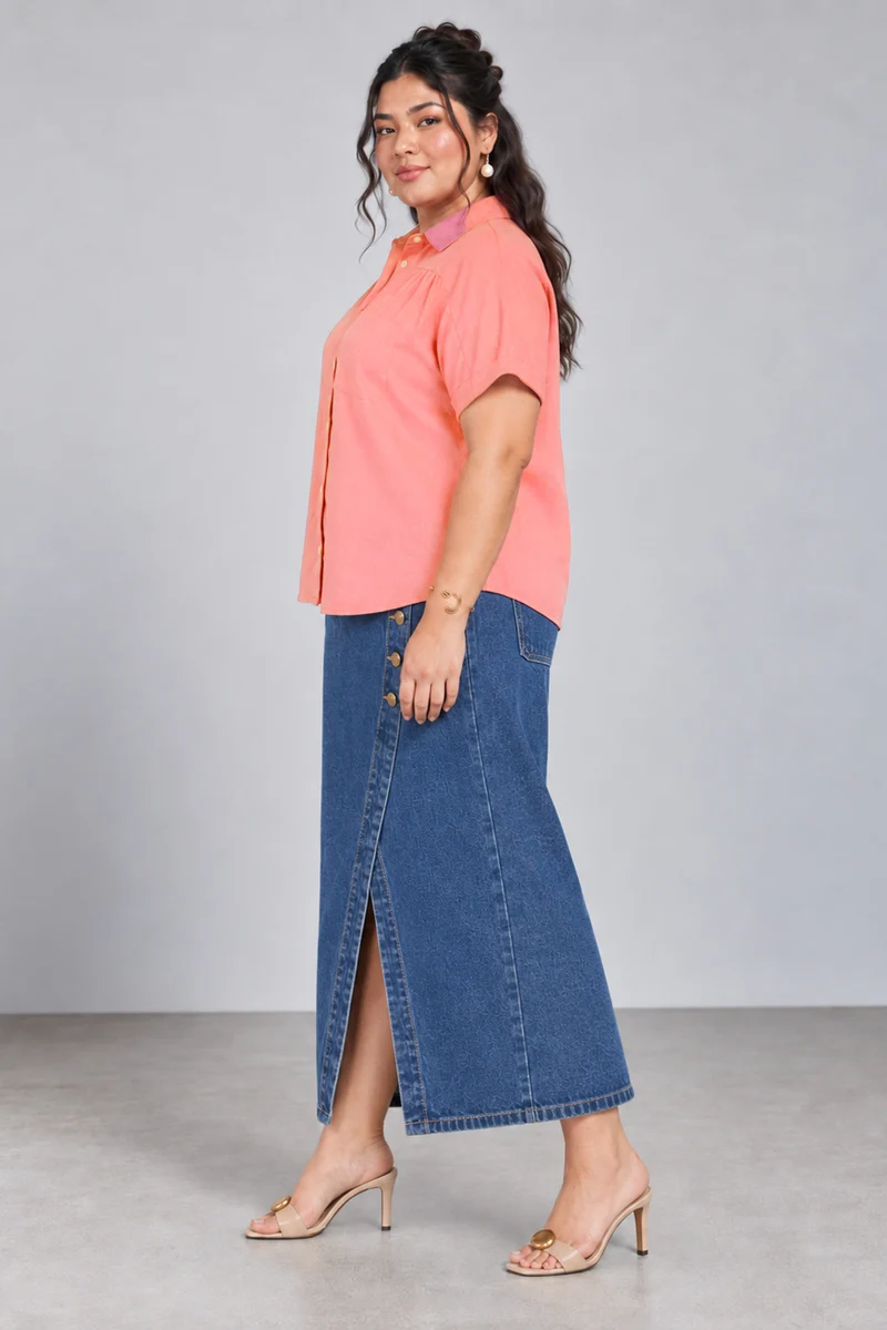 Suri|Viscose Shirt With Gathered Yoke