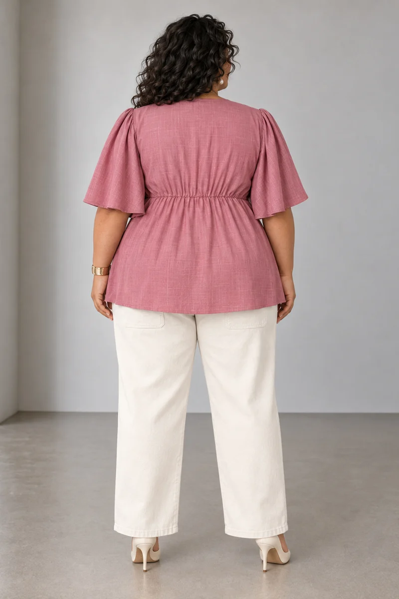 Eveli|Cotton Top With Flared Sleeve