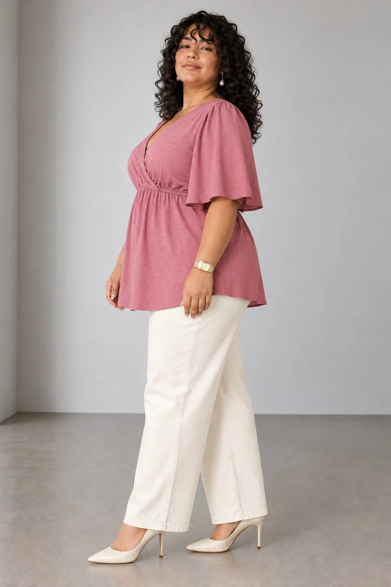 Eveli|Cotton Top With Flared Sleeve