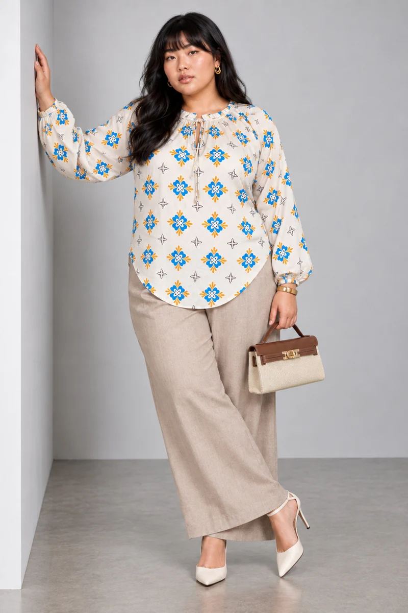 Talie|Viscose Ruffle Split Vneck Top
