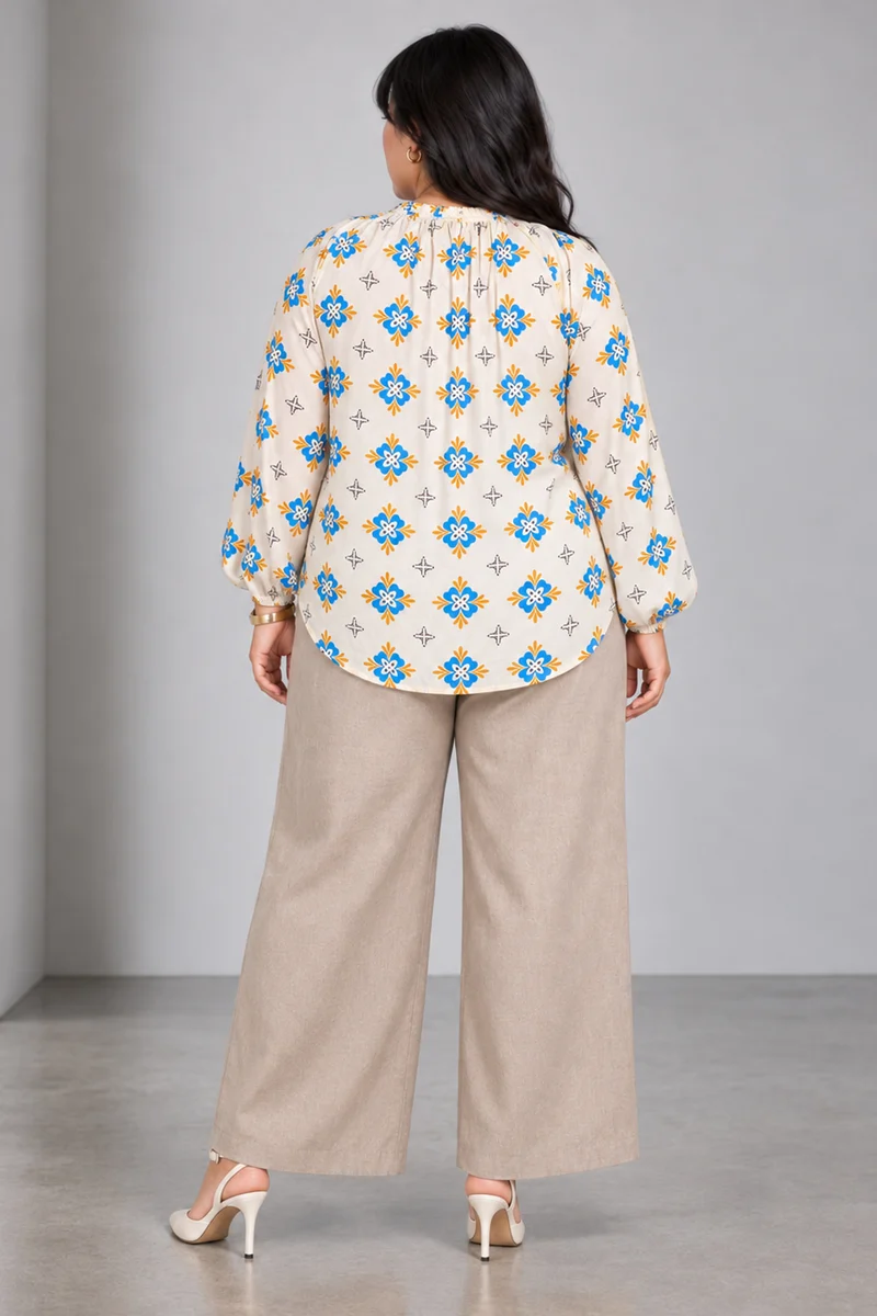Talie|Viscose Ruffle Split Vneck Top