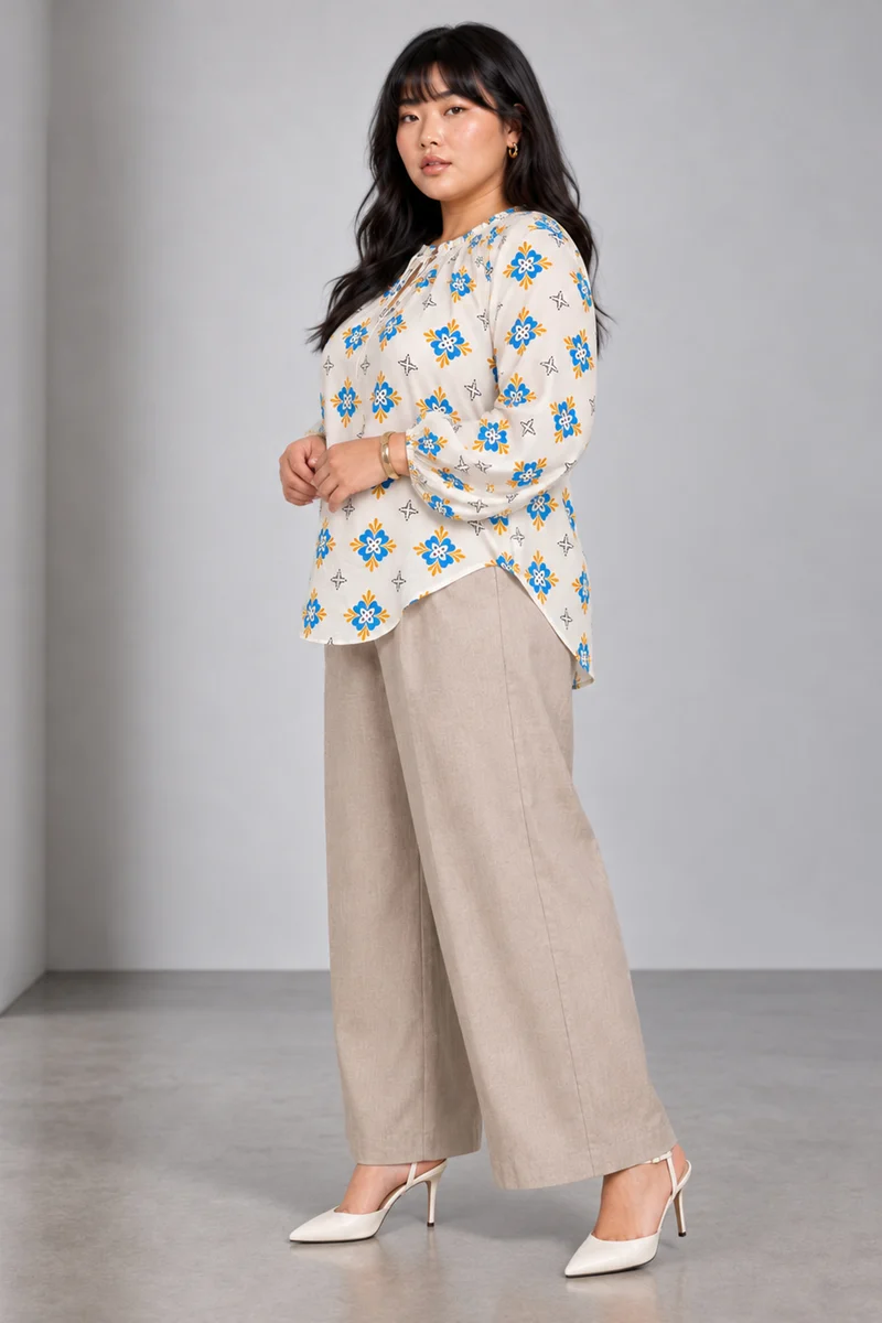 Talie|Viscose Ruffle Split Vneck Top