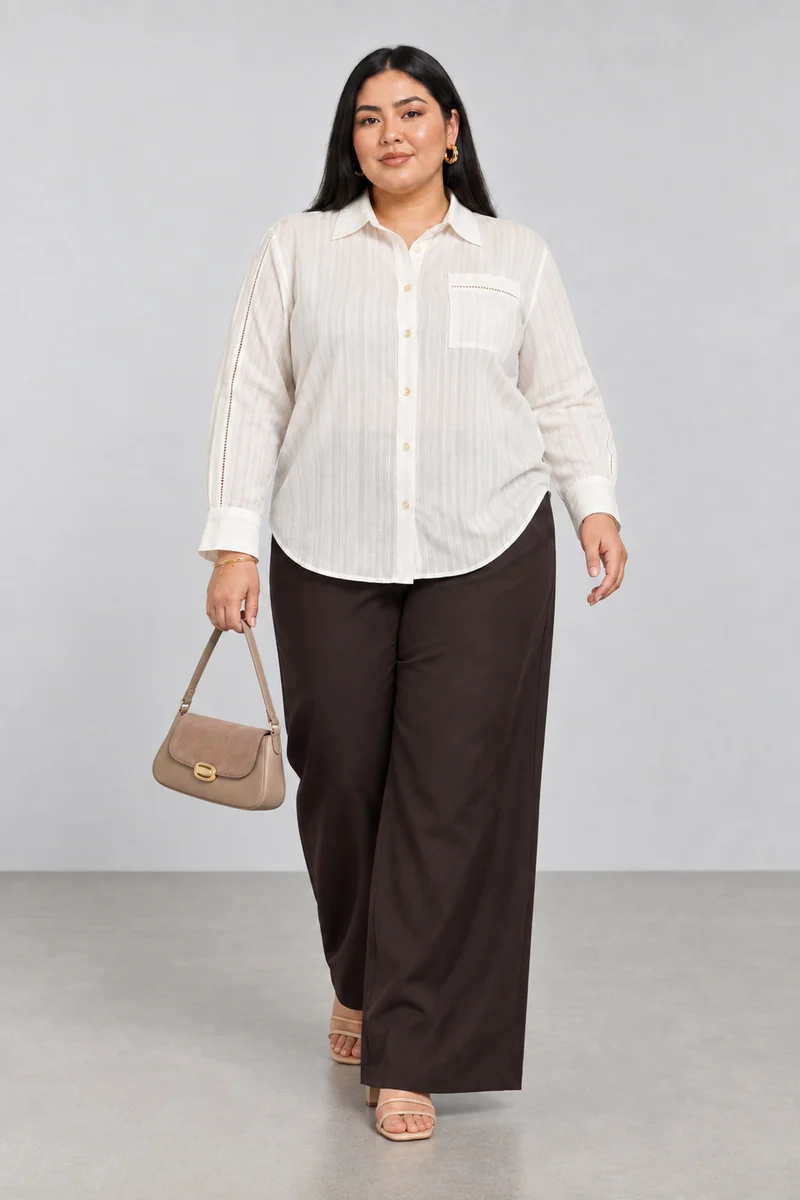 Cerin|Buttonfront Dobby Shirt With Ladder Lace Detail
