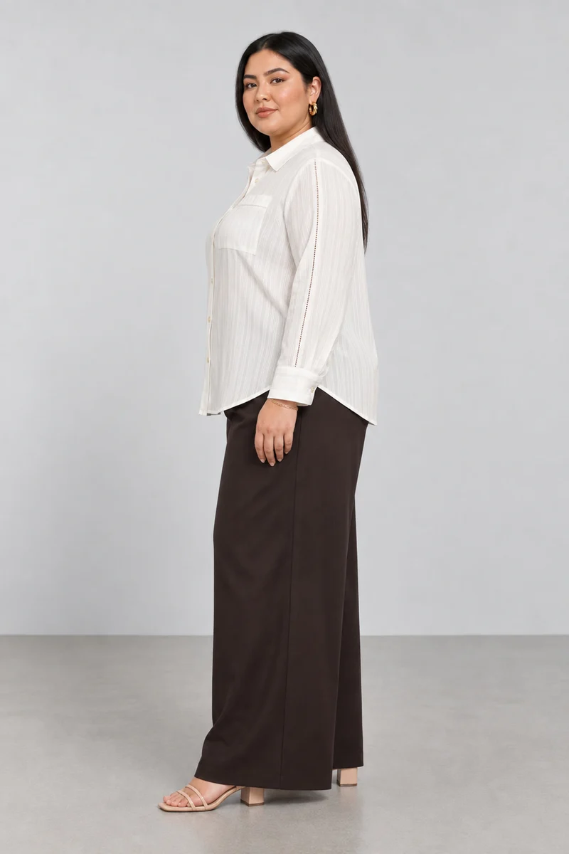 Cerin|Buttonfront Dobby Shirt With Ladder Lace Detail