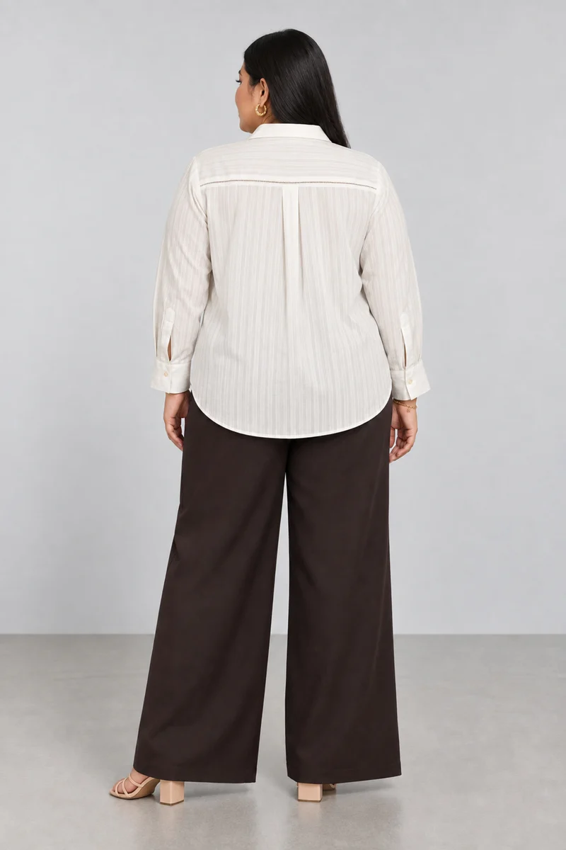 Cerin|Buttonfront Dobby Shirt With Ladder Lace Detail