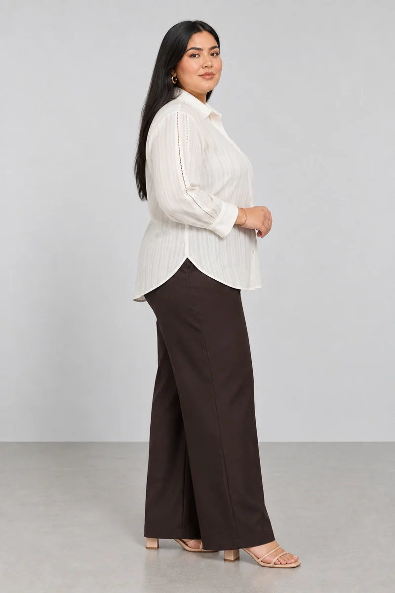 Cerin|Buttonfront Dobby Shirt With Ladder Lace Detail
