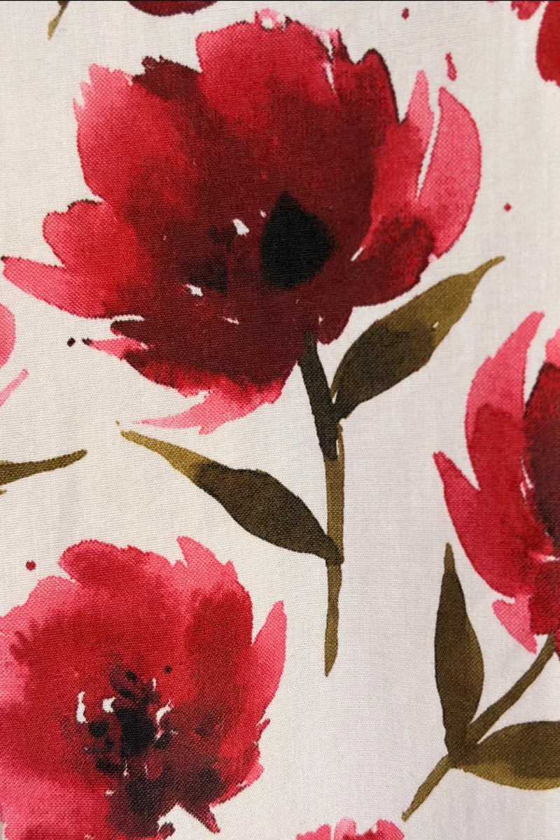 Rosira|Poppy Print Buttonfront Frill Sleeve Shirt