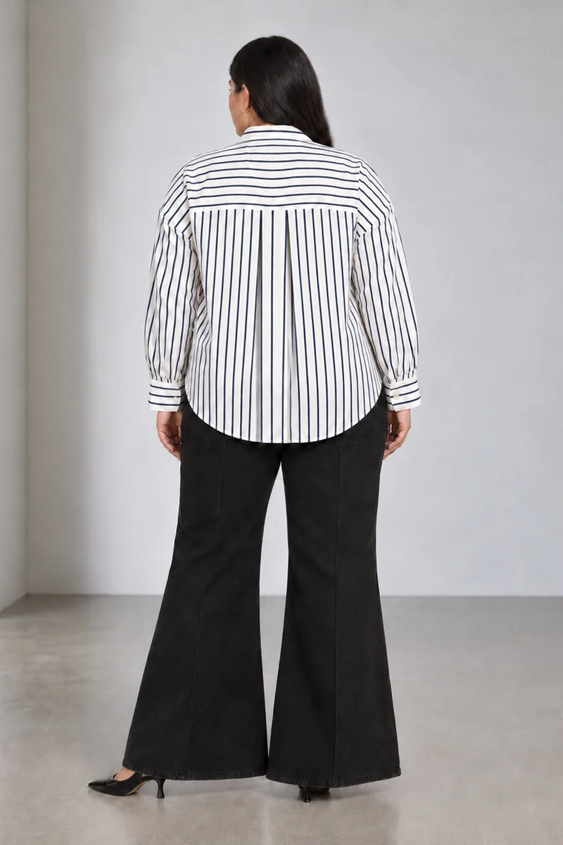 Caelis|Classic Collar Buttonfront Stripe Rayon Shirt