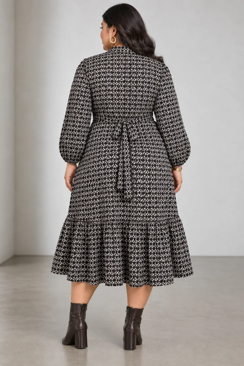 Renna|Viscose Tiered Midi Dress