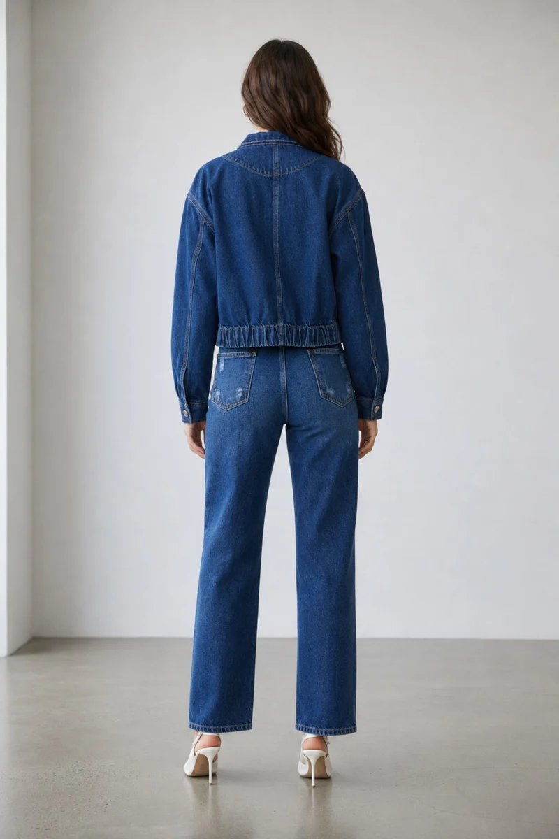 Winu|100% Cotton Denim Bomber Jacket